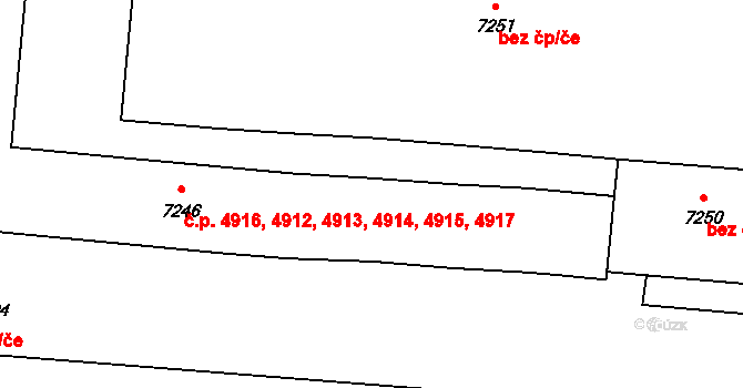 Zlín 4912,4913,4914,4915, na parcele st. 7246 v KÚ Zlín, Katastrální mapa