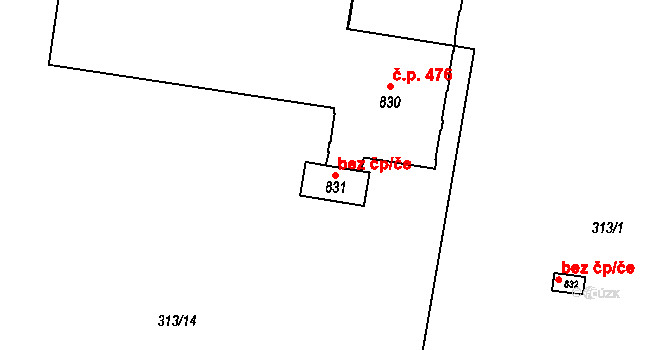 Vlachovo Březí 43311113 na parcele st. 831 v KÚ Vlachovo Březí, Katastrální mapa