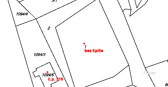Olomučany 46036113 na parcele st. 1 v KÚ Olomučany, Katastrální mapa