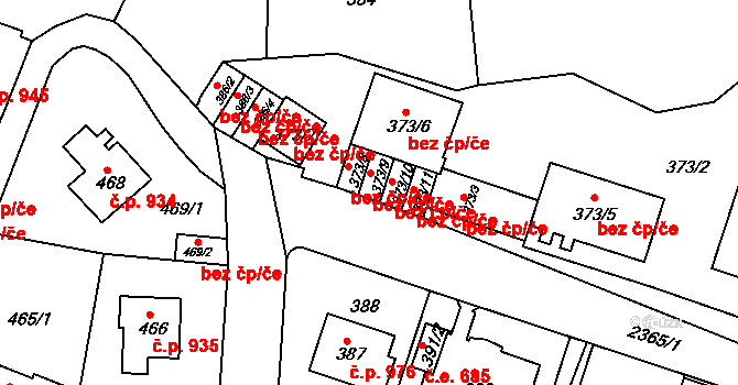 Teplice 49323113 na parcele st. 373/9 v KÚ Teplice-Trnovany, Katastrální mapa