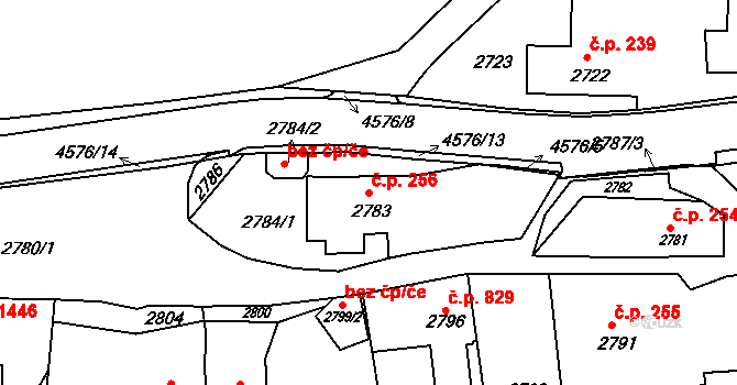 Třešť 256 na parcele st. 2783 v KÚ Třešť, Katastrální mapa