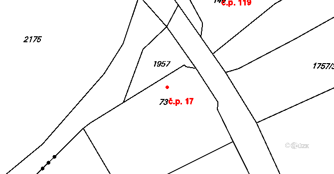 Hluboká 17, Kdyně na parcele st. 73 v KÚ Hluboká u Kdyně, Katastrální mapa