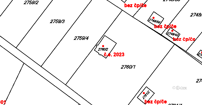 Teplice 2023 na parcele st. 2760/2 v KÚ Teplice, Katastrální mapa