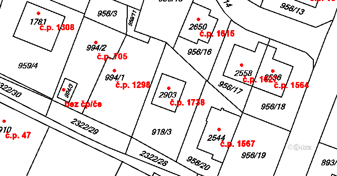 Kateřinky 1738, Opava na parcele st. 2903 v KÚ Kateřinky u Opavy, Katastrální mapa