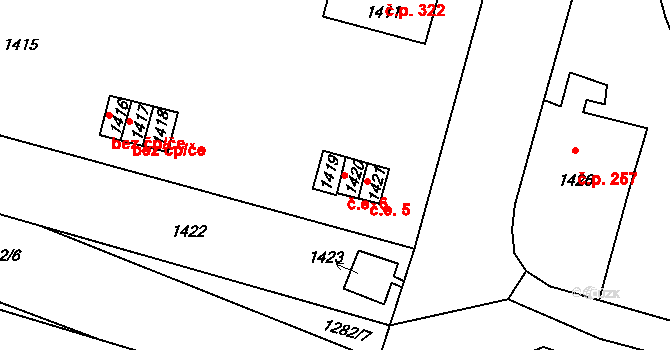Telnice 89355113 na parcele st. 1419 v KÚ Telnice u Brna, Katastrální mapa