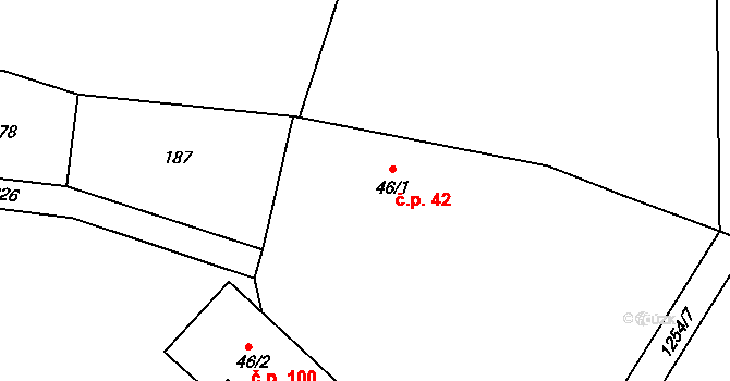 Dobré 42 na parcele st. 46/1 v KÚ Dobré, Katastrální mapa