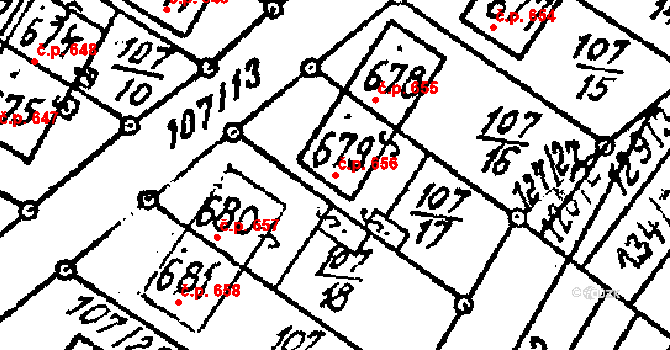 Kostice 656 na parcele st. 679 v KÚ Kostice, Katastrální mapa