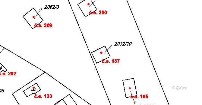 Lančov 137 na parcele st. 2932/19 v KÚ Lančov, Katastrální mapa