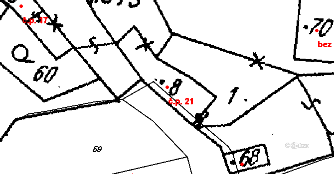 Lubnice 21 na parcele st. 8 v KÚ Lubnice, Katastrální mapa