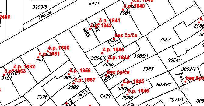 Znojmo 1843 na parcele st. 3064/1 v KÚ Znojmo-město, Katastrální mapa