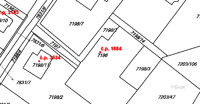 Mělník 1684 na parcele st. 7196 v KÚ Mělník, Katastrální mapa