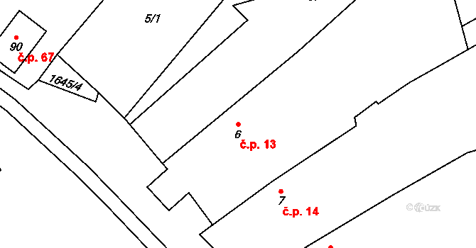 Kojšovice 13, Toužim na parcele st. 6 v KÚ Kojšovice, Katastrální mapa