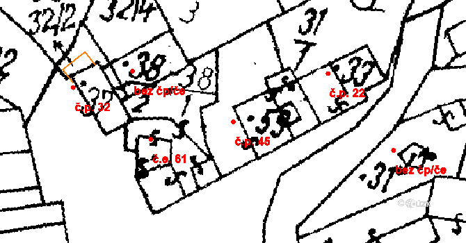 Olešovice 45, Úterý na parcele st. 59 v KÚ Olešovice, Katastrální mapa