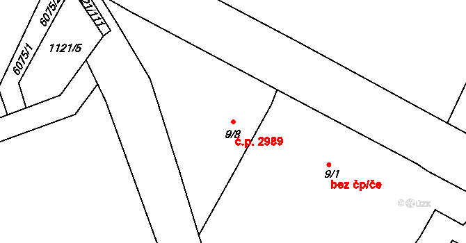 Jihlava 2989 na parcele st. 9/8 v KÚ Pančava, Katastrální mapa