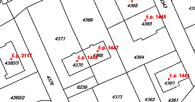 Pod Bezručovým vrchem 1447, Krnov na parcele st. 4368 v KÚ Krnov-Horní Předměstí, Katastrální mapa
