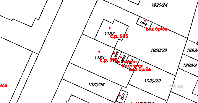Šumperk 996 na parcele st. 1183 v KÚ Šumperk, Katastrální mapa