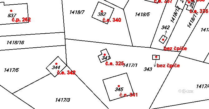Mrač 325 na parcele st. 341 v KÚ Mrač, Katastrální mapa
