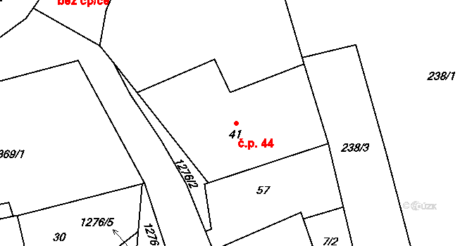 Horní Kozolupy 44 na parcele st. 41 v KÚ Horní Kozolupy, Katastrální mapa