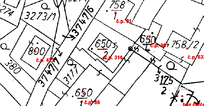 Cvikov II 316, Cvikov na parcele st. 650/2 v KÚ Cvikov, Katastrální mapa