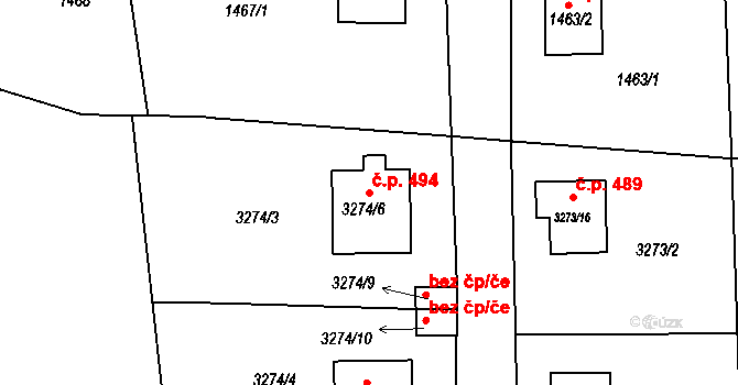Podmoklice 494, Semily na parcele st. 3274/6 v KÚ Semily, Katastrální mapa