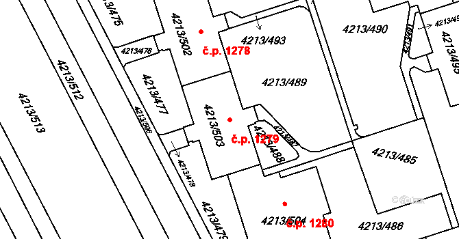 Lutyně 1279, Orlová na parcele st. 4213/503 v KÚ Horní Lutyně, Katastrální mapa