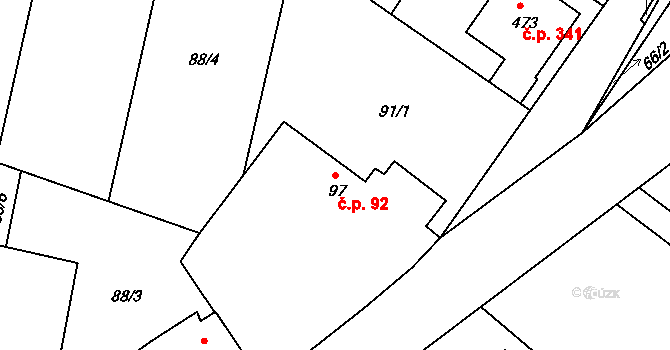 Dražejov 92, Strakonice na parcele st. 97 v KÚ Dražejov u Strakonic, Katastrální mapa