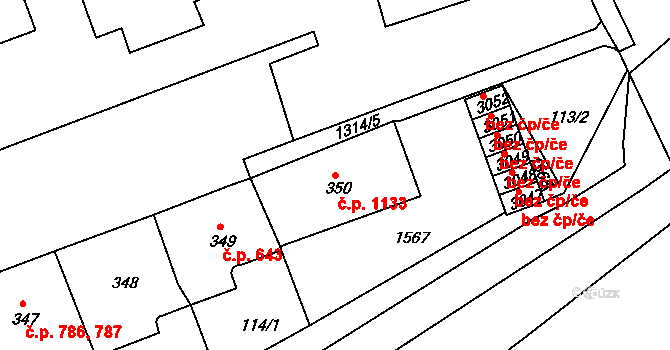 Strakonice I 1133, Strakonice na parcele st. 350 v KÚ Strakonice, Katastrální mapa