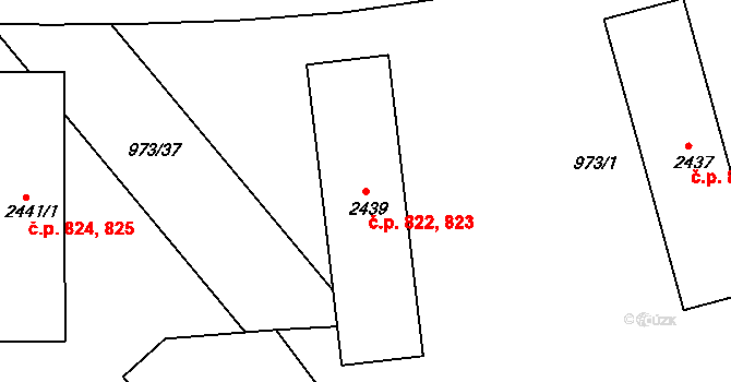 Chrudim IV 822,823, Chrudim na parcele st. 2439 v KÚ Chrudim, Katastrální mapa