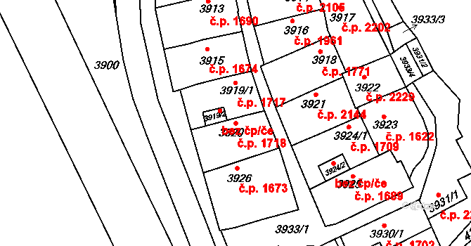 Královo Pole 1718, Brno na parcele st. 3920 v KÚ Královo Pole, Katastrální mapa