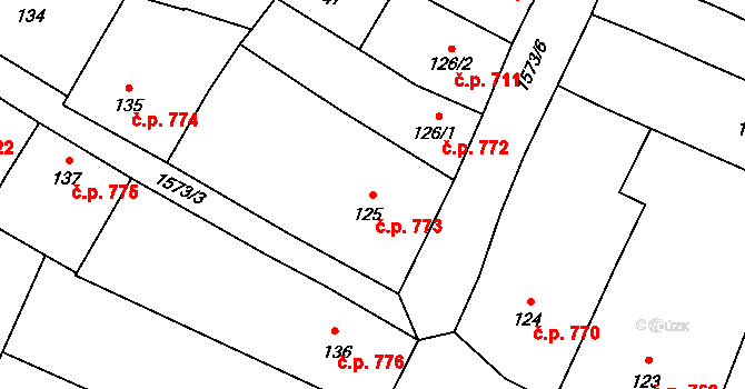 Litovel 773 na parcele st. 125 v KÚ Litovel, Katastrální mapa