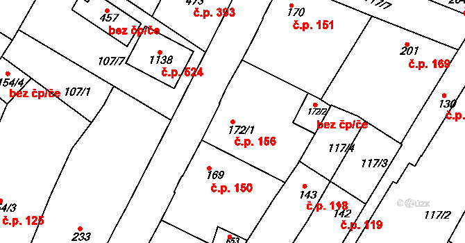 Staňkov II 156, Staňkov na parcele st. 172/1 v KÚ Staňkov-ves, Katastrální mapa