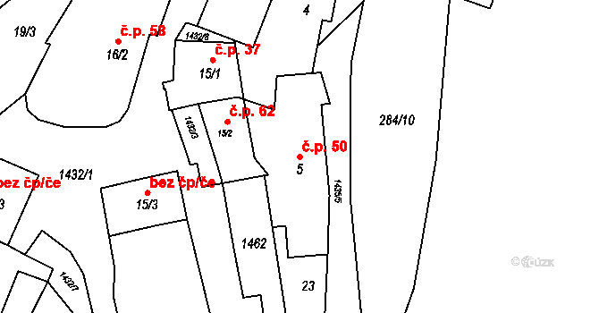 Markvarec 50, Český Rudolec na parcele st. 5 v KÚ Markvarec, Katastrální mapa