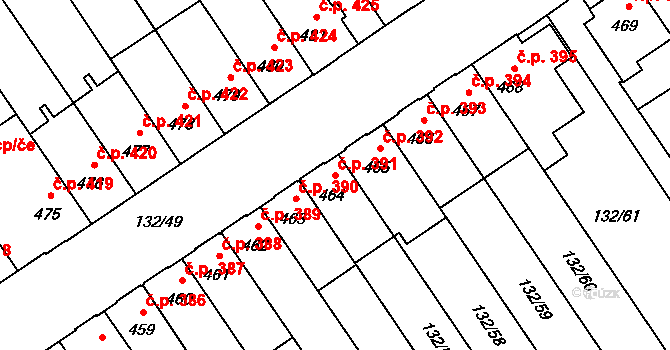 Nová Ulice 391, Olomouc na parcele st. 464 v KÚ Nová Ulice, Katastrální mapa