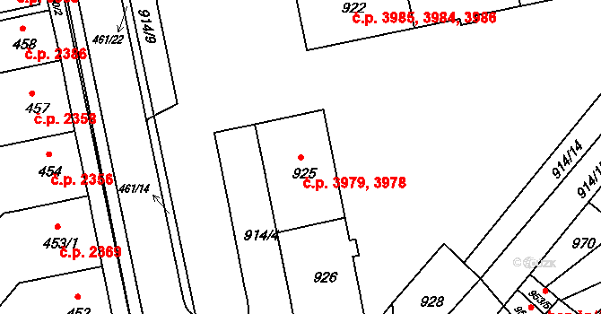 Chomutov 3978,3979 na parcele st. 925 v KÚ Chomutov II, Katastrální mapa