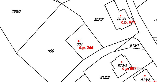 Liberec XIV-Ruprechtice 245, Liberec na parcele st. 801 v KÚ Ruprechtice, Katastrální mapa