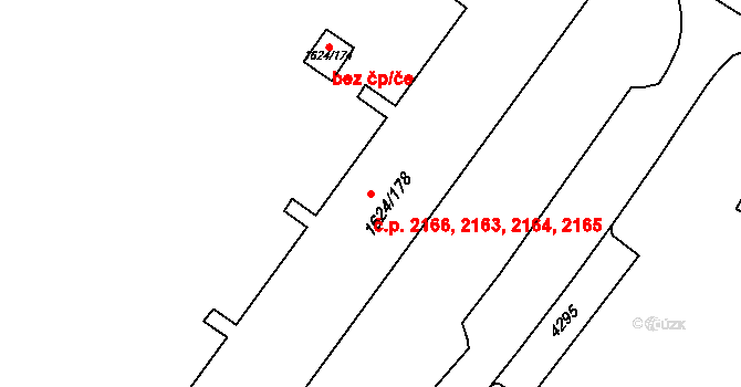 Mizerov 2163,2164,2165,2166, Karviná na parcele st. 1624/178 v KÚ Karviná-město, Katastrální mapa