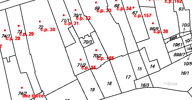 Mladá Boleslav I 156, Mladá Boleslav na parcele st. 70/2 v KÚ Mladá Boleslav, Katastrální mapa
