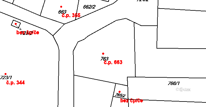 Děčín IV-Podmokly 663, Děčín na parcele st. 763 v KÚ Podmokly, Katastrální mapa