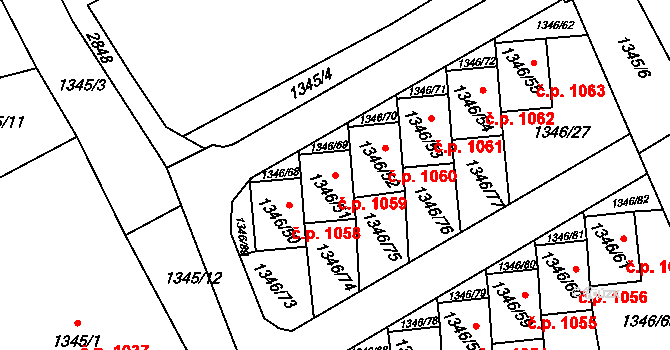 Šluknov 1059 na parcele st. 1346/51 v KÚ Šluknov, Katastrální mapa