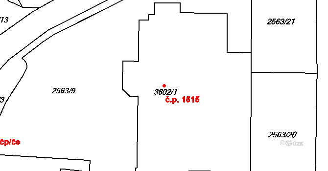 Ústí nad Orlicí 1515 na parcele st. 3602/1 v KÚ Ústí nad Orlicí, Katastrální mapa