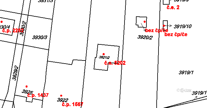 Předměstí 5202, Litoměřice na parcele st. 3921/2 v KÚ Litoměřice, Katastrální mapa