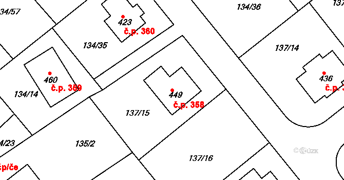 Mratín 358 na parcele st. 449 v KÚ Mratín, Katastrální mapa