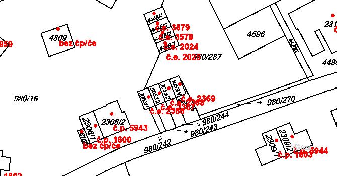 Zlín 2368 na parcele st. 5053/3 v KÚ Zlín, Katastrální mapa