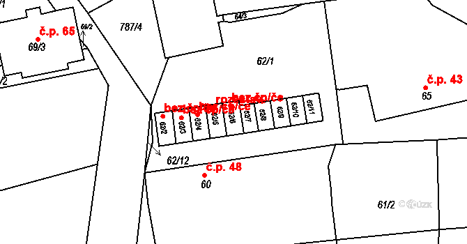 Meclov 39229114 na parcele st. 62/7 v KÚ Třebnice u Domažlic, Katastrální mapa