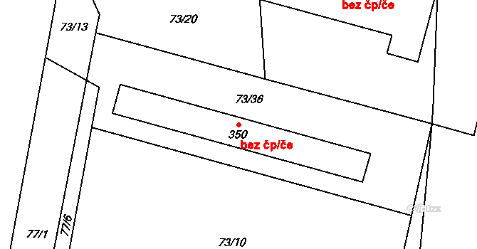 Červený Újezd 39588114 na parcele st. 350 v KÚ Červený Újezd, Katastrální mapa