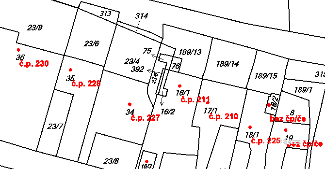 Odolena Voda 39901114 na parcele st. 16/2 v KÚ Čenkov, Katastrální mapa