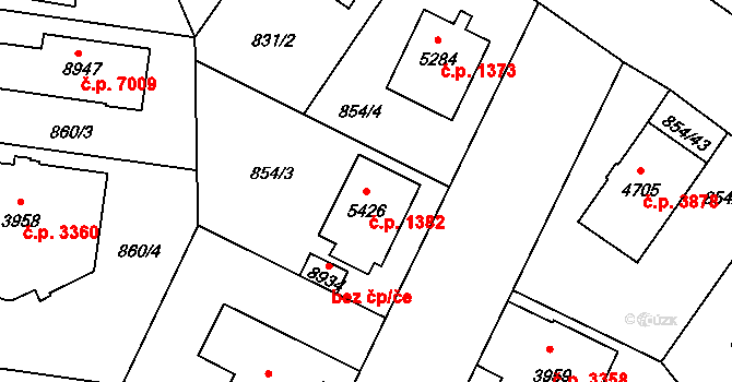Zlín 1382 na parcele st. 5426 v KÚ Zlín, Katastrální mapa