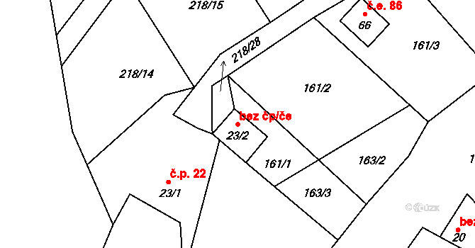 Borotín 43470114 na parcele st. 23/2 v KÚ Kamenná Lhota u Borotína, Katastrální mapa