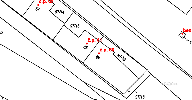 Liběšice 60, Želenice na parcele st. 69 v KÚ Liběšice u Želenic, Katastrální mapa