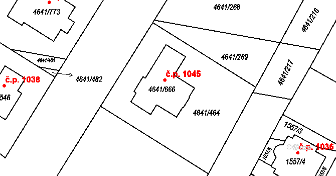 Velké Pavlovice 1045 na parcele st. 4641/666 v KÚ Velké Pavlovice, Katastrální mapa